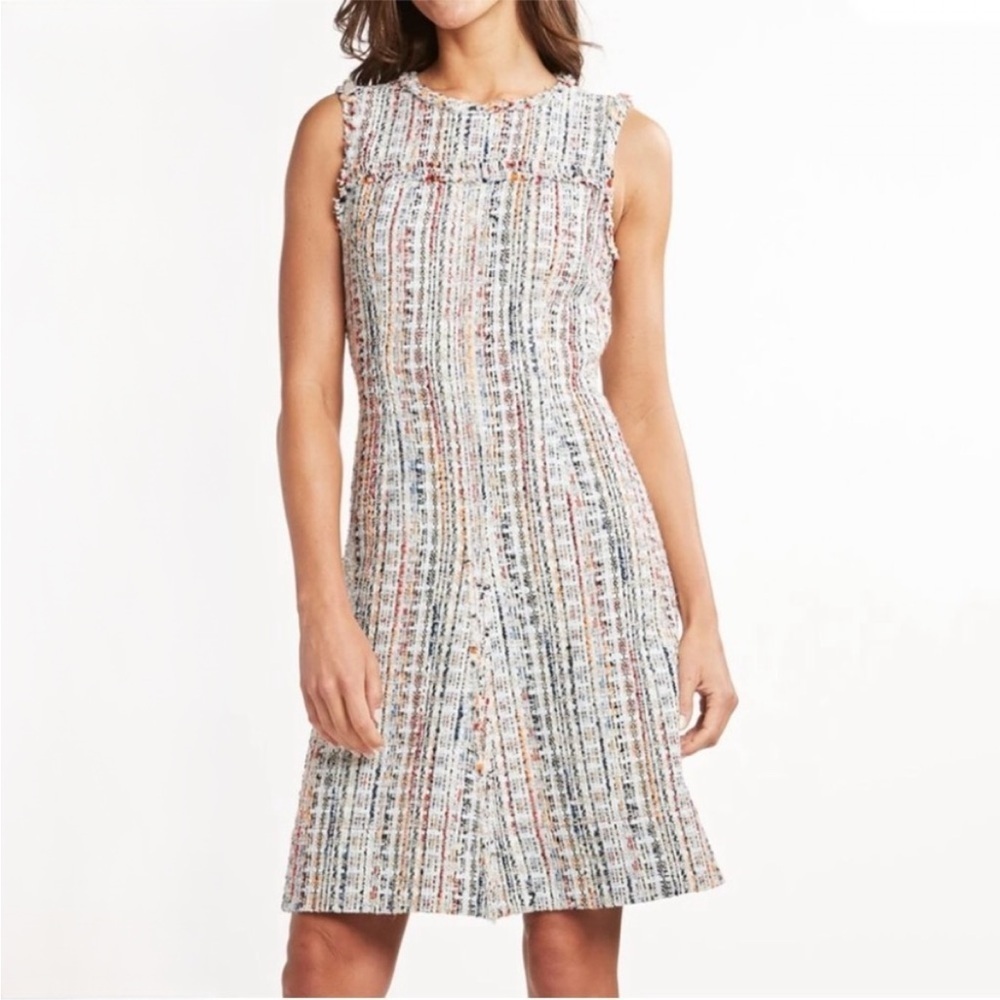 NWT Elie Tahari Dean Sleeveless Tweed Shift Dress